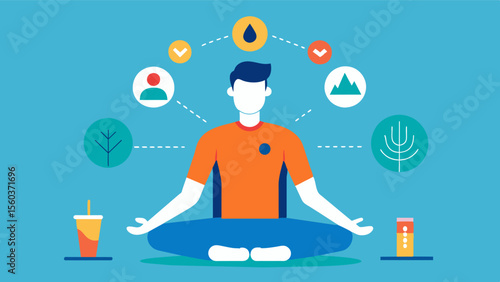 A man receiving individualized therapy to manage his chronic pain incorporating techniques such as mindfulness acupuncture and physical therapy.. Vector illustration