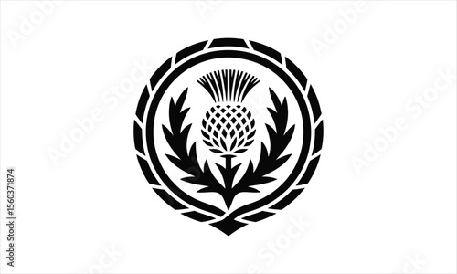 Elegant thistle silhouette design with floral elements