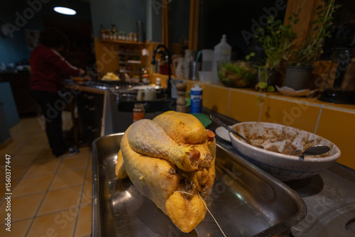 traditional french Capon, new years eve meal 