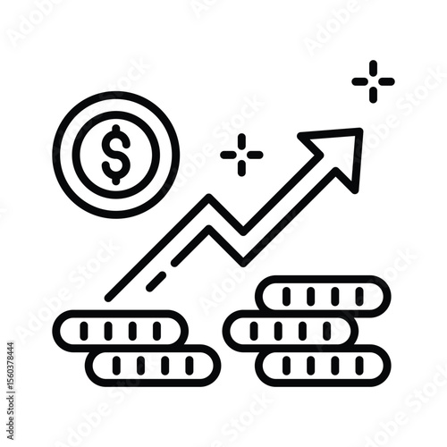 A captivating linear icon of business profit rise