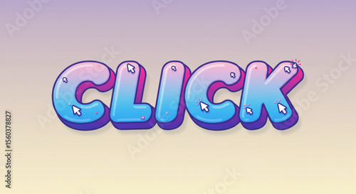 Colorful 3D Click Text Effect  Design Element for Websites and Graphics