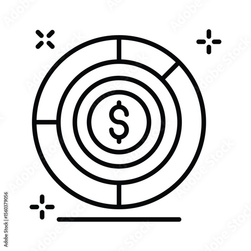 Well designed linear icon of fluctuating market shares