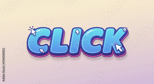 Click A Vibrant, Playful Text Design with Cartoonish Cursors