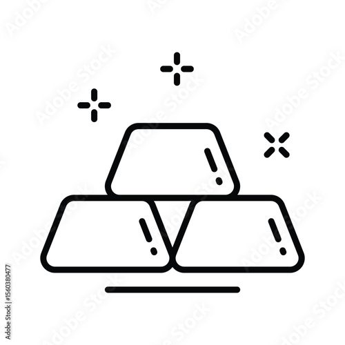 A line style icon showing gold bars in stacked arrangement