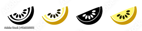 Half cut melon icon in natural gradient and black colors