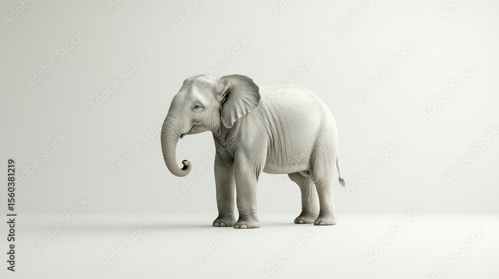 Fototapeta premium Elephant Portrait on White Background