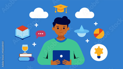 A person utilizing experiencebased learning such as roleplaying or simulations to create longlasting memories and improve memory recall of complex tasks.. Vector illustration