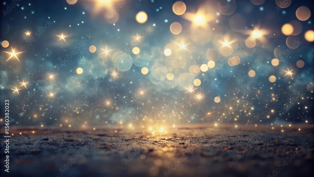 Naklejka premium Magical Night Sky with Glimmering Lights and Sparkling Dust on a Dark Surface