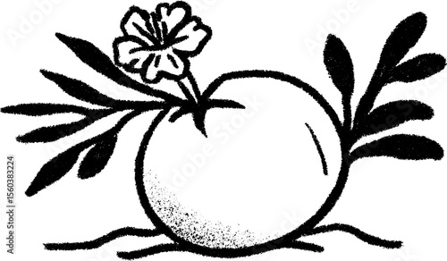 Coconut drink with straw and flower garnish sketch for tropical design