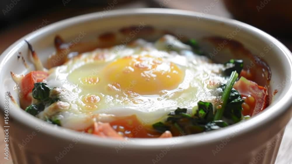 Baked egg recipe ramekin with spinach and tomato for a healthy ...