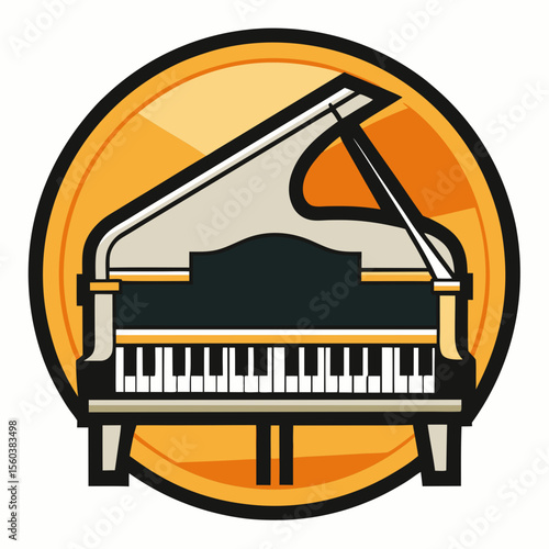 Classical grand piano, Music instrument black grand piano isolated on white background