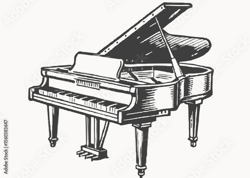 piano vector graphic design clipart vintage style Minimalist concept vector illustration