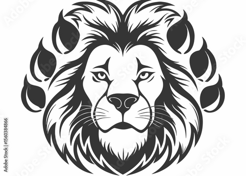 Grunge lion leopard paw print cheetah tiger footprint Minimalist concept vector illustration 