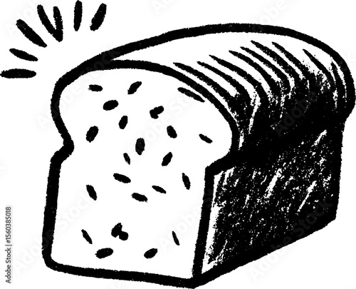 Handcrafted sketch of rustic bread loaf with crumbs