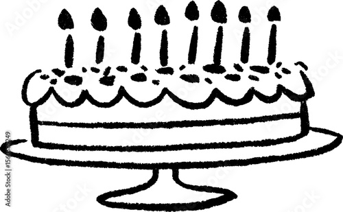 Celebration cake with candles sketch for birthday or anniversary design