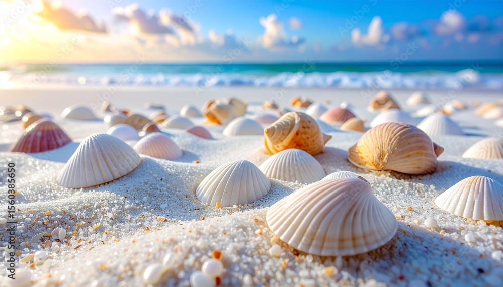 Seashells on a Sunny Beach Summer Vacation Paradise Seashells on a Sunny Beach Summer Vacation Paradise