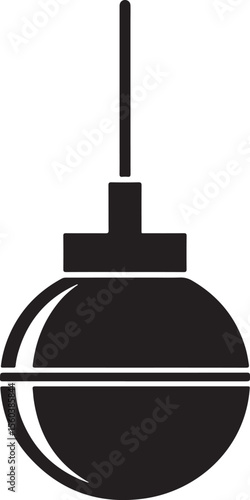Simple black silhouette of a vintage enema bulb syringe on a white background