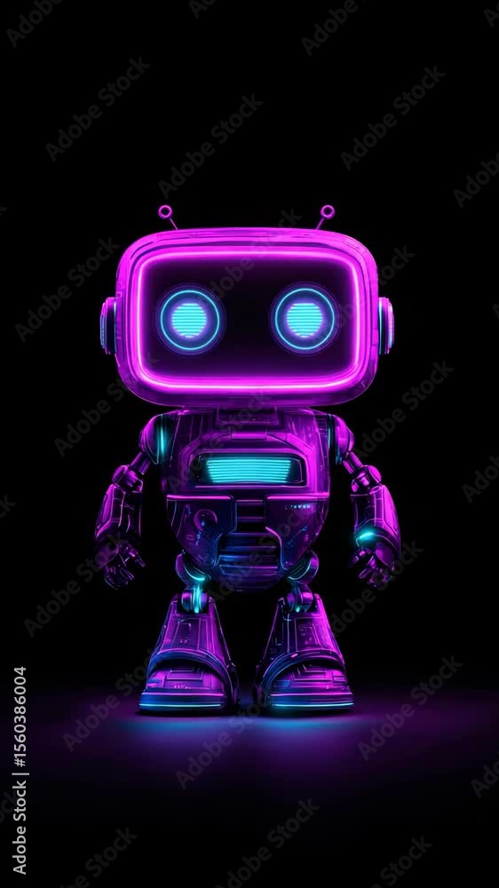 Neons Assistant Futuristic AI Assistant, Glowing Blue Neon Robot, Artificial ...
