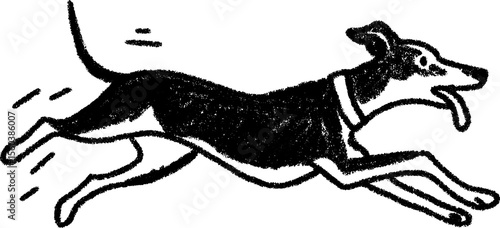 Energetic dog running with tongue out - fun and lively illustration