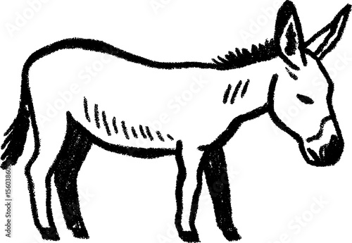 Tranquil donkey sketch with head low for art and design projects