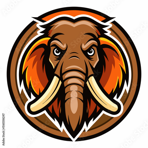 mammoth with the inscription baby in a hand-drawn cartoon style mascot logo design
