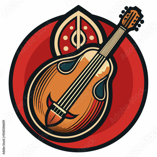 mandolin silhouette suitable for music stores and communities Creative vector cartoon illustration