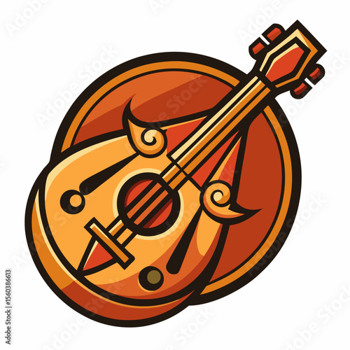 mandolin silhouette suitable for music stores and communities Creative vector cartoon illustration