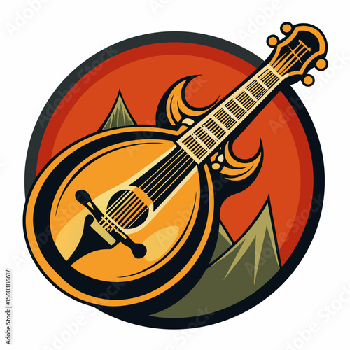 mandolin silhouette suitable for music stores and communities Creative vector cartoon illustration