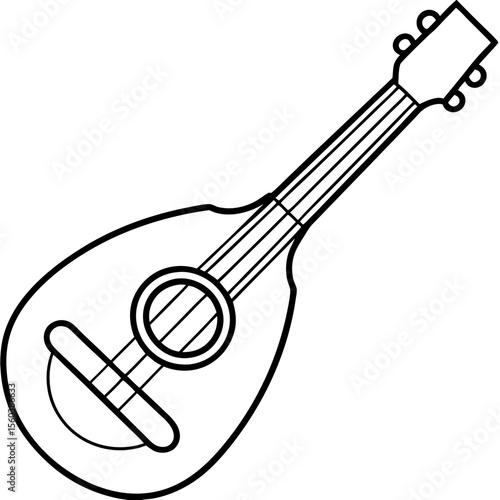 Mandolin web vector icon line art vector illustration collection