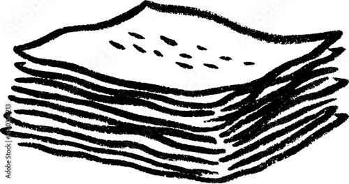 Hand drawn textured flatbread sketch with folded layers for design use