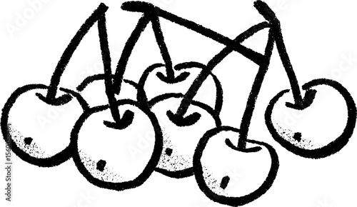 Hand drawn sketch of cherries with stems for artistic designs