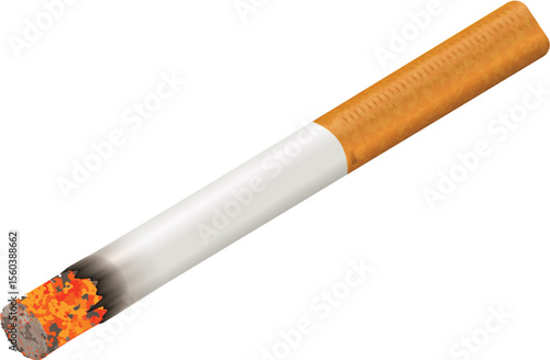 Vector Illustration of a Burnt Cigarette Butt Isolated on White Background