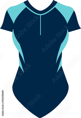One-Piece Rash Guard Swimsuit Illustration for Active Summer Water Sports