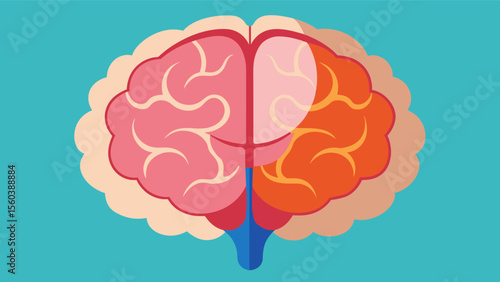 A crosssectional view of the brain displaying enlarged ventricles and atrophy in the hippocampus indicative of untreated depression and chronic stress.. Vector illustration