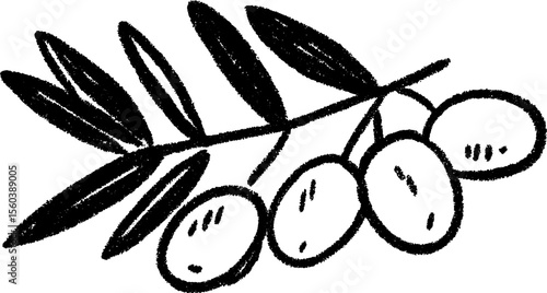 Hand-drawn sketch of olives with leaves for natural design themes