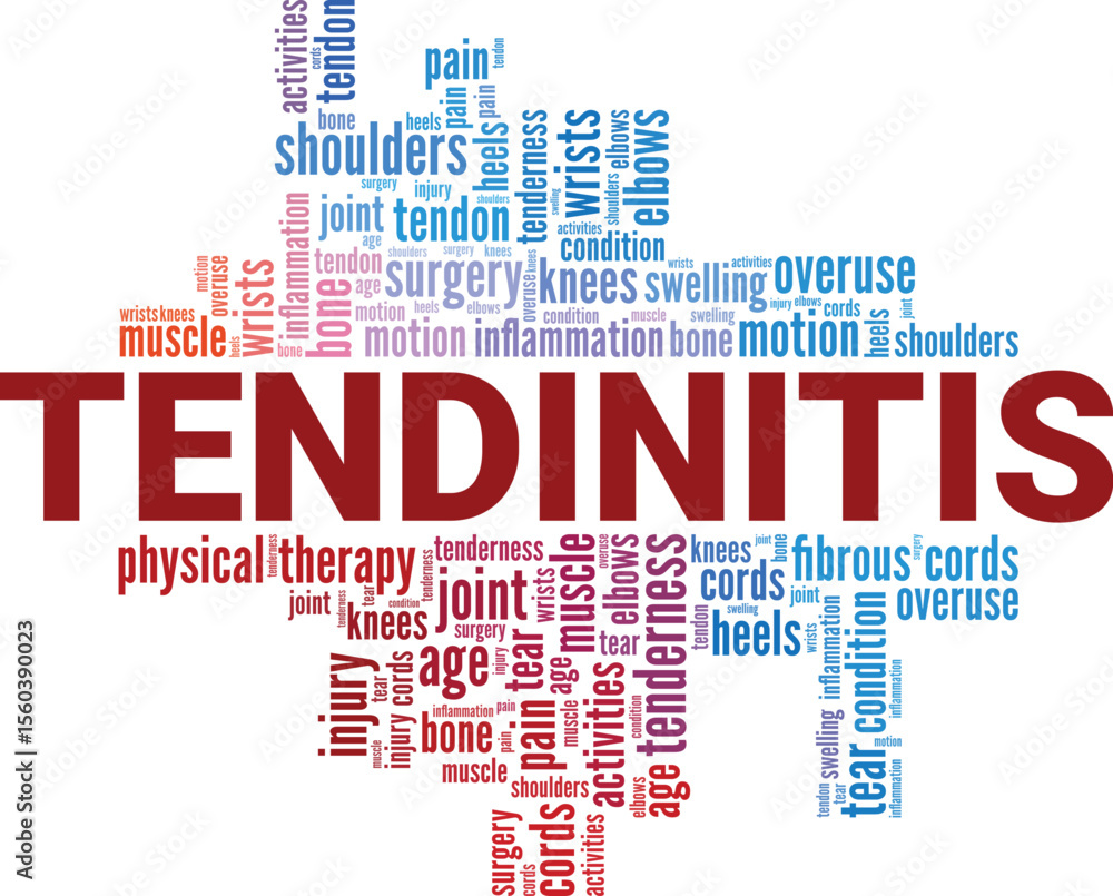 Fototapeta premium Tendinitis word cloud conceptual design isolated on white background.