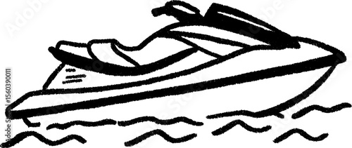 Nautical adventure scene with jet ski parked dockside