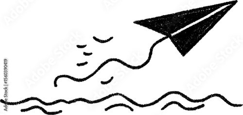 Kite flying in sea breeze sketch near shoreline for coastal design