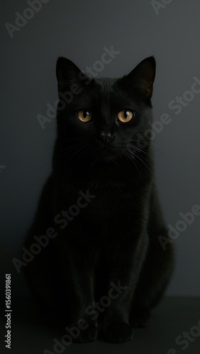 Mysterious black cat portrait