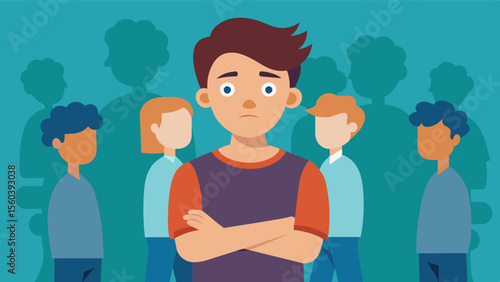 A teenager confidently speaking up against peer pressure valuing their own beliefs and opinions.. Vector illustration
