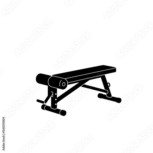 Weight Bench Silhouette: A simple black and white silhouette of an adjustable weight bench, a fundamental piece of fitness equipment.