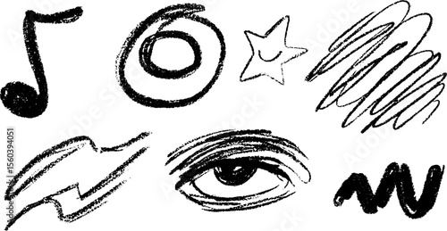 Creative sketch of musical note and ghostly elements for artistic design