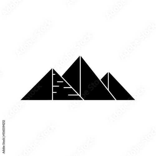 Pyramids of Giza: A timeless silhouette of the pyramids, iconic monuments in the vast desert. captured in a simple yet elegant outline, inviting contemplation on the grand scale of human endeavor.