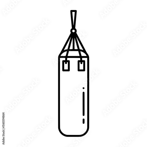 Punching Bag: An outline illustration of a traditional punching bag, perfect for visualizing the intensity of a workout or the focus required in combat sports.