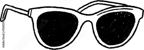Summer sunglasses sketch with wide frames for beach-themed designs
