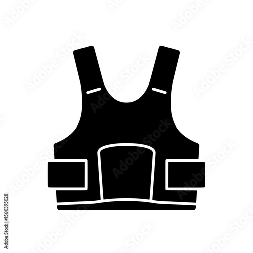 Silhouette Body Armor: A stark, graphic depiction of a bulletproof vest, rendered in solid black. This image is a symbol of protection, safety, and security.