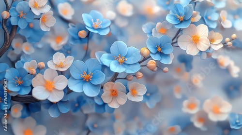 Delicate, pastel-colored flowers in soft focus