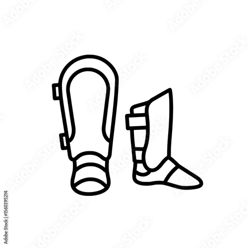 Protective Leg Guards: A simple line drawing shows protective leg guards essential for safety in contact sports.