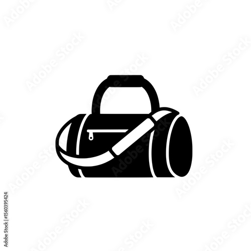 Sport bag Icon: A sleek, stylized, and eye-catching sport bag icon in bold black, perfect for fitness and active lifestyle projects.
