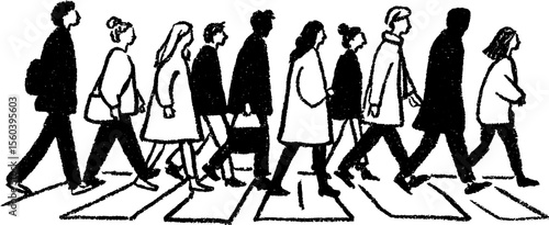 Sketch of people walking on a pedestrian crossing for urban design insights